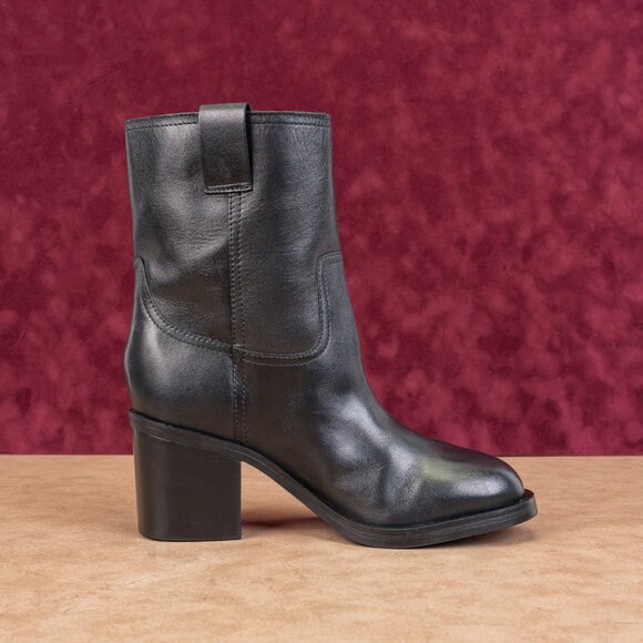 Schutz Women Wyatt Black Leather Western Cowboy Mid Calf Boots sz 9 - Picture 8 of 8